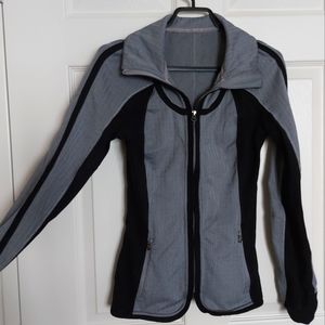 Titika Collared Stripe Black and Grey Yoga Jacket